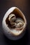 Newborn baby dragon in an egg. AI generated.