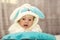 Newborn baby dressed in rabbit suit