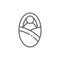 Newborn in baby envelope line icon.