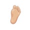 Newborn baby foot sole, bottom view. Tiny plump foot with cute heel and toes. Realistic caucasian skin colours. Vector