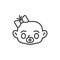 Newborn baby girl with bow line icon