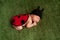 Newborn Baby Girl Wearing a Ladybug Costume