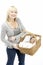 Newborn Baby Held In Basket By Mother