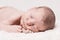 Newborn Baby Male Sleeping Closeup Face