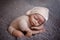 Newborn baby mannequin close up for practicing in newborn photography