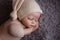 Newborn baby mannequin close up for practicing in newborn photography