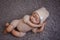 Newborn baby mannequin close up for practicing in newborn photography