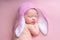Newborn baby photo, baby sleep, Pink color