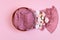 Newborn boho digital background on pink. Photography digital backdrop