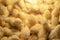 A newborn chicken is knocked out of an egg,brood of small chicks. Close up.Hatching Chick in a farm, Keeping chicks warm by