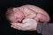 Newborn cradled in Fathers hands