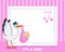 Newborn Girl Stork Horizontal Frame