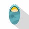 Newborn infant wrapped in baby blanket icon