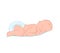 Newborn Little Baby Stylized Art. Lovely Newborn Baby Sleeping. Color Sketch, Hand Drawn.