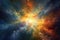 a newborn stars light rays piercing through a colorful nebula