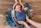 Newborn studio portrait