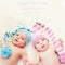 Newborn twins boy and girl