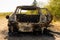 Newburn UK: A stolen car which has been burnt out and dumped in a field