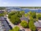 Newburyport historic downtown aerial view, MA, USA