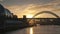 Newcastle and Gateshead, UK, November 2012, a View of the Tyne Bridge in the evening at dusk