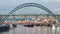 Newcastle Upon Tyne, England, UK. The bridges over the river Tyne at different levels Tyne, High, Swing and Queen Elizabeth II