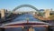 Newcastle Upon Tyne, England, United Kingdom. The Tyne and the Swing bridges over the River Tyne