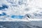 Newly fallen snow covers the mountains in Antarctic peninsula