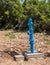 Newly installed blue fire hydrant in Croatia