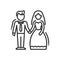 Newly Married Couple - line design single isolated icon