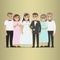 Newly Married Couple With Parents-In-Law Vector