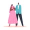 Newlywed African Man and Woman Wear Pink Dress and Blue Blazer Celebrate Wedding Ceremony, Black Groom and Bride Couple