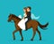 Newlyweds, bride and groom riding horse on wedding day vector illustration