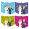 Newlyweds brides and grooms vector wedding collection