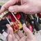 Newlyweds hang the lock symbolizing everlasting love on the wedding day