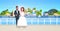 Newlyweds man woman standing together romantic couple bride and groom embracing wedding day concept mountain city island