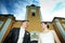 Newlyweds posing in front of Lukavec castle