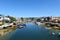NEWPORT BEACH, CALIFORNIA - 14 SEPT 2021: Homes with Boat docks on the Grand Canal on Balboa Island