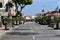 NEWPORT BEACH, CALIFORNIA - 24 AUG 2020: Main Street Balboa peninsula lookking from the Pier towards the Pavilion