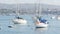 Newport beach harbor, weekend marina resort with yachts and sailboats, Pacific Coast, California, USA. Waterfront luxury suburb