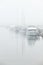 The Newport Oregon marina on a foggy morning.