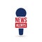 News alerts, breaking news logo, tv design element, report online, microphone icon, vector illustration.