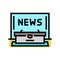 news anchor desk media color icon vector illustration