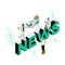 News concept - modern line isometry design style illustration