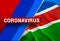 NEWS of coronavirus COVID-2019 on Namibia country flag background. Deadly type of corona virus 2019-nCoV. 3D rendering of