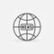 News earth globe outline icon. Vector global news linear sign