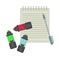 News journalist professional tools equipment vector flat icon of pen and notepad