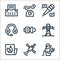 News line icons. linear set. quality vector line set such as cameraman, satellite, hot, camera, headphones, interview, telephone