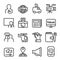 News & mass media icon set in line style