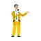 News reporter man speaking on microphone - cartoon television newscaster character