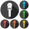 News reporter microphone icon with long shadow